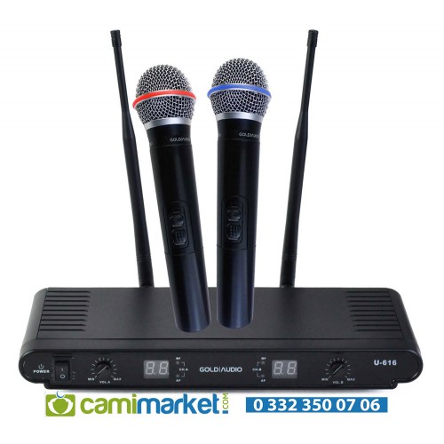 Gold Audio U 616 EE Telsiz Kablosuz Mikrofon UHF - Çift El Mikrofon